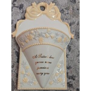 Vintage Avon "A Sister's Love Grows More Precious Every Year" Wall Pocket Vase